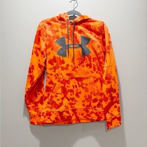 Under Armour Men’s Loose Orange Camo Hoodie Sweatshirt Fleece Lined Size Small